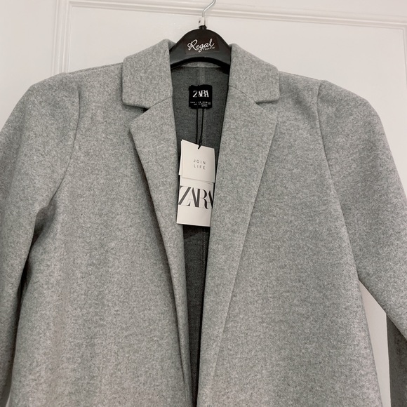 NWT ** Zara Long Coat, Open front, Side pockets - Picture 4 of 7
